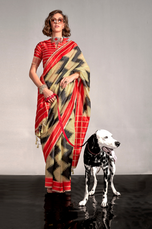 Banarasi Silk Saree with Zari Border and Rich Pallu