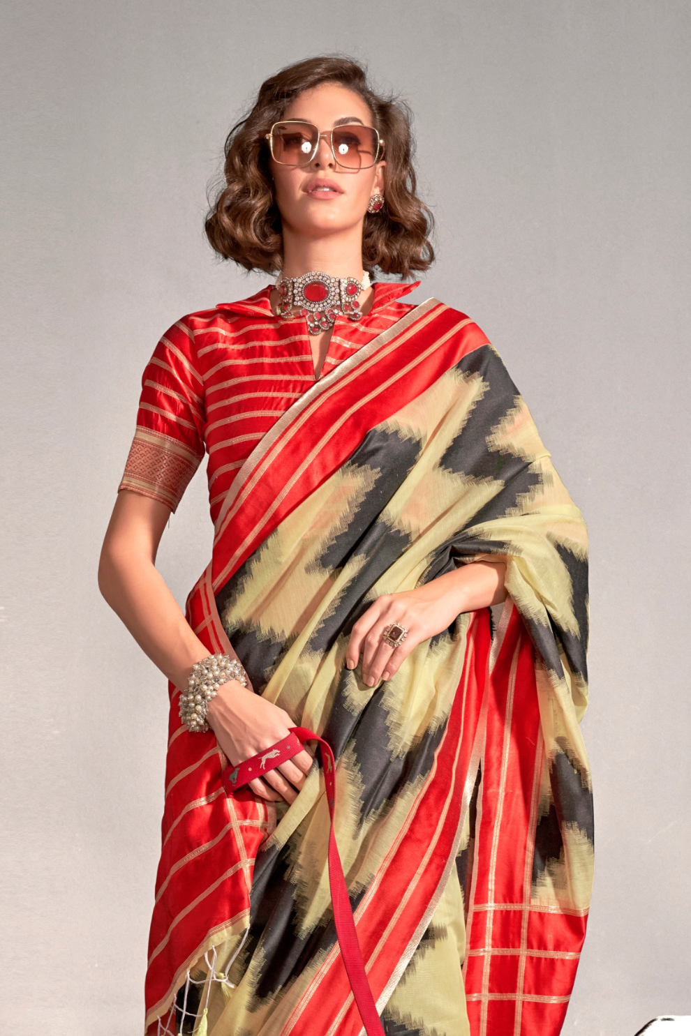 Banarasi Silk Saree with Zari Border and Rich Pallu