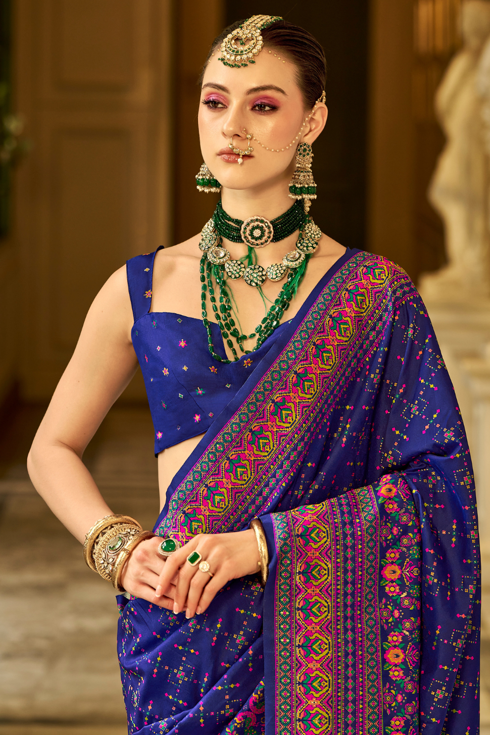 Traditional Banarasi Saree in Poly Viscose Silk with Meenakari Weave