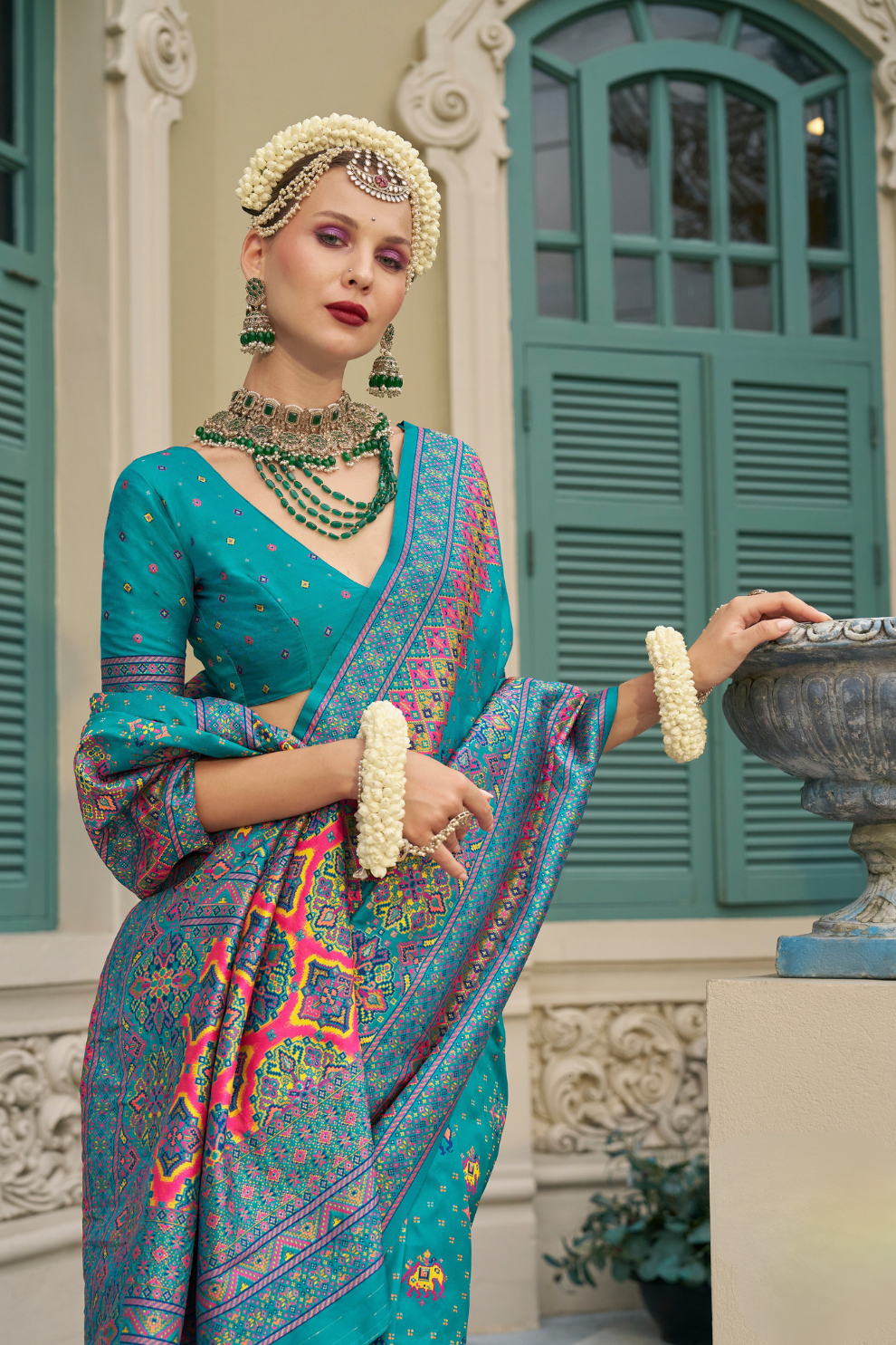 Handwoven Banarasi Silk Saree with Meenakari Kashmiri Designs