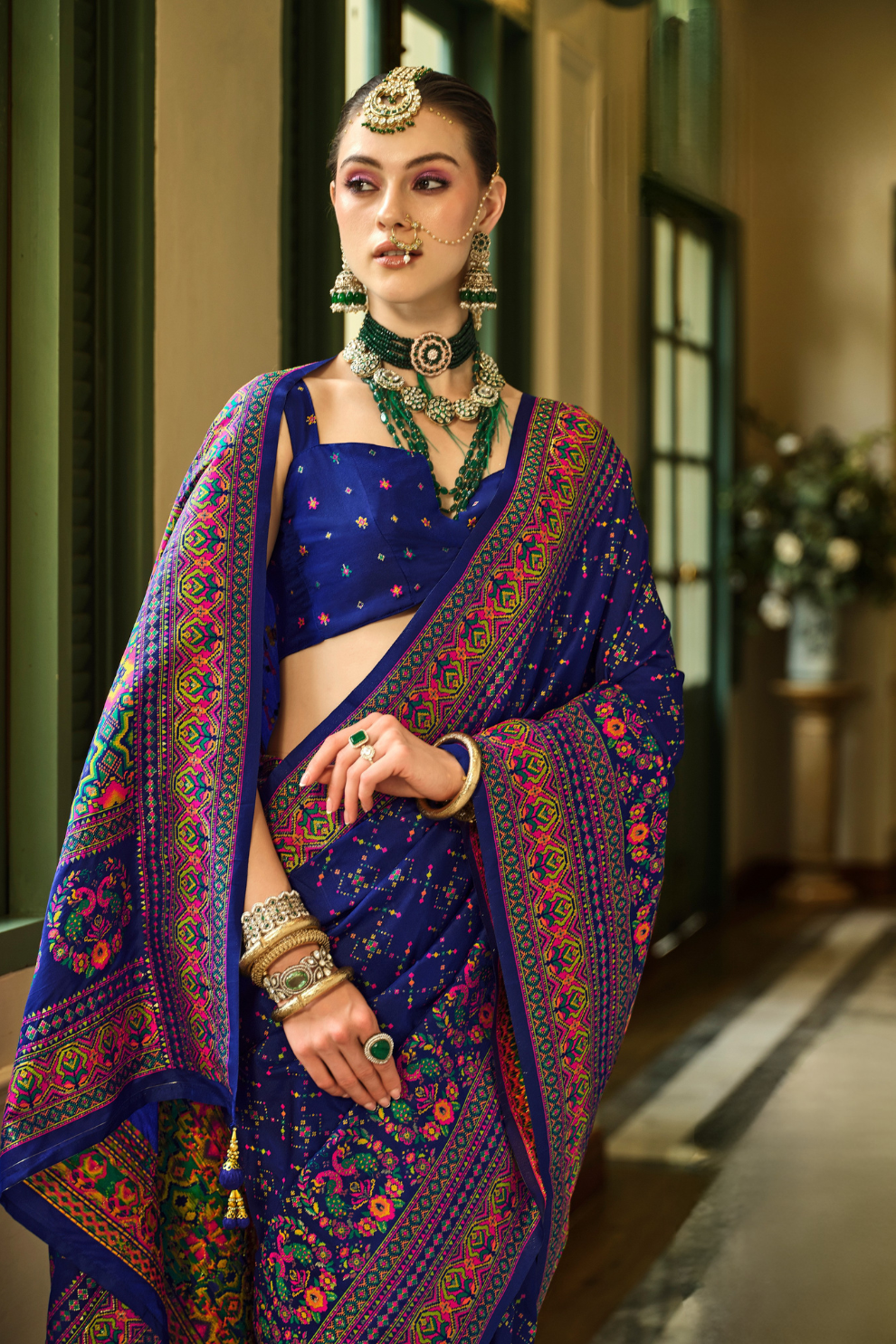Traditional Banarasi Saree in Poly Viscose Silk with Meenakari Weave