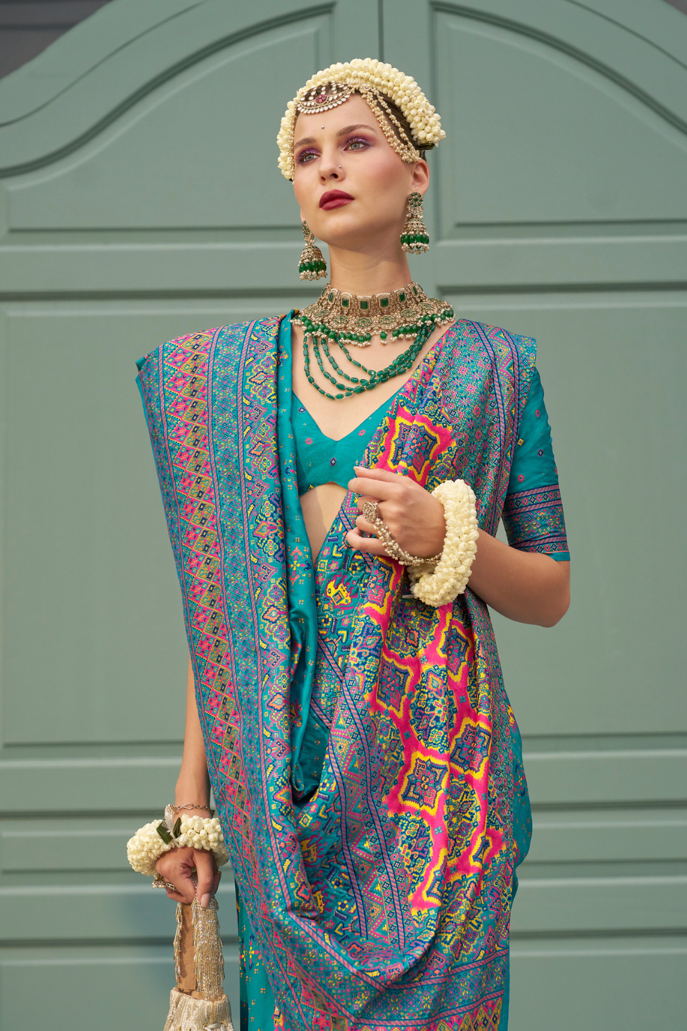 Handwoven Banarasi Silk Saree with Meenakari Kashmiri Designs