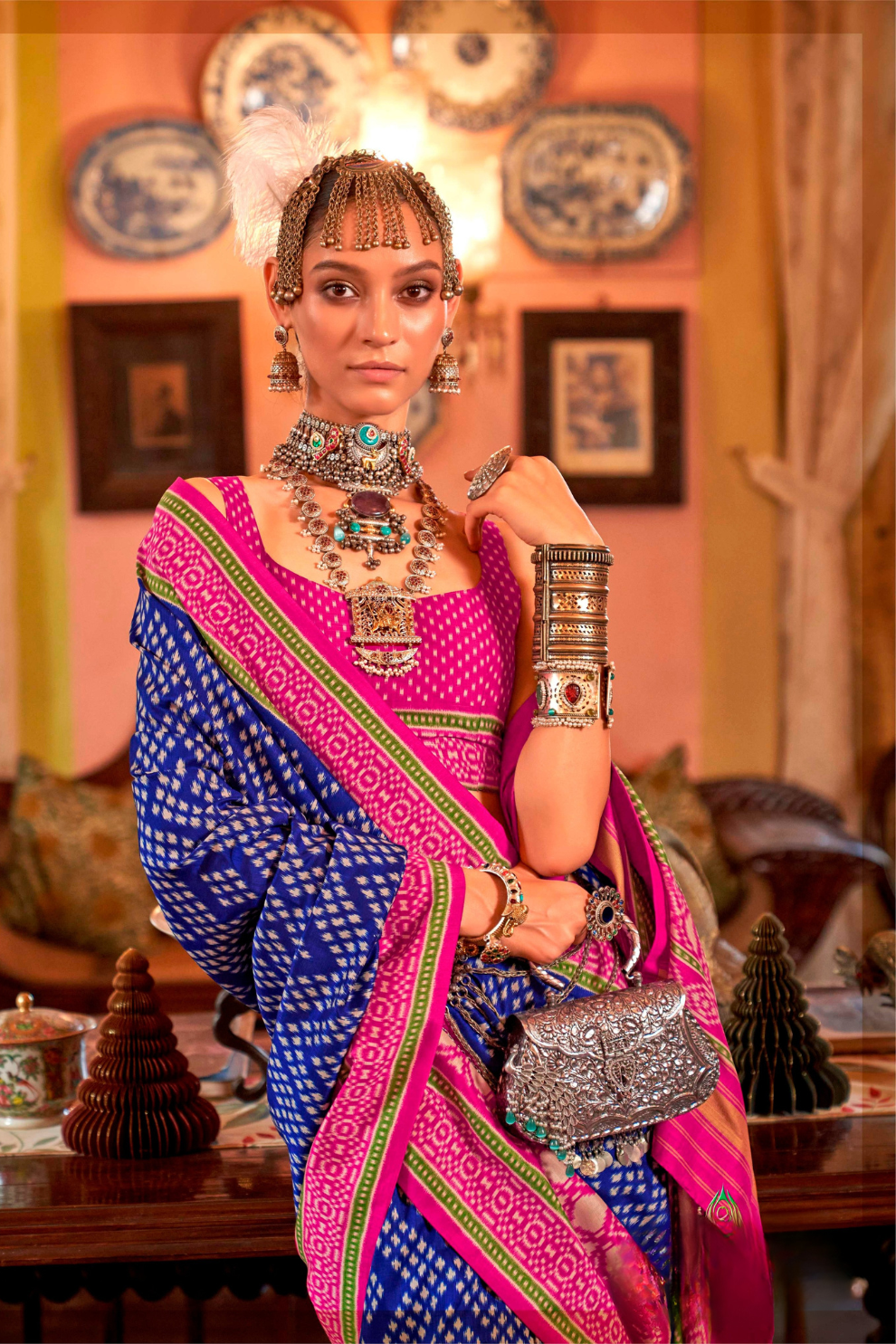 Super Polyester Viscose Silk Saree with Traditional Patola Design - LaVante Fashion