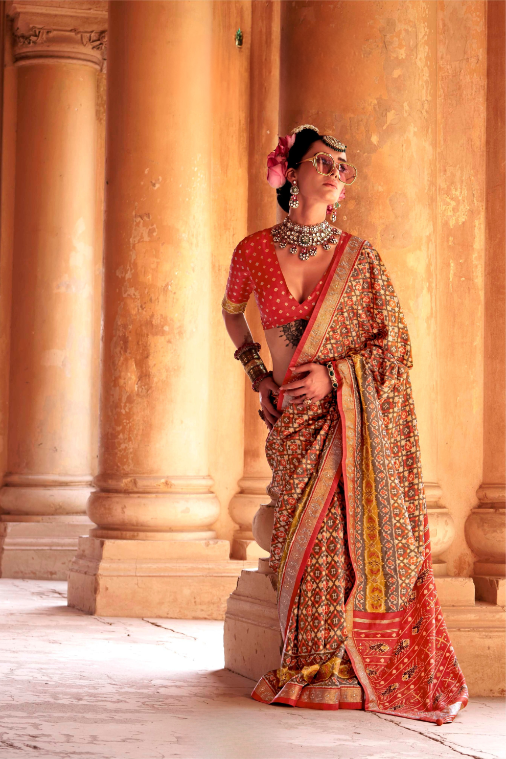 Super Poly Viscose Silk Saree with Traditional Patola Design - LaVante Fashion