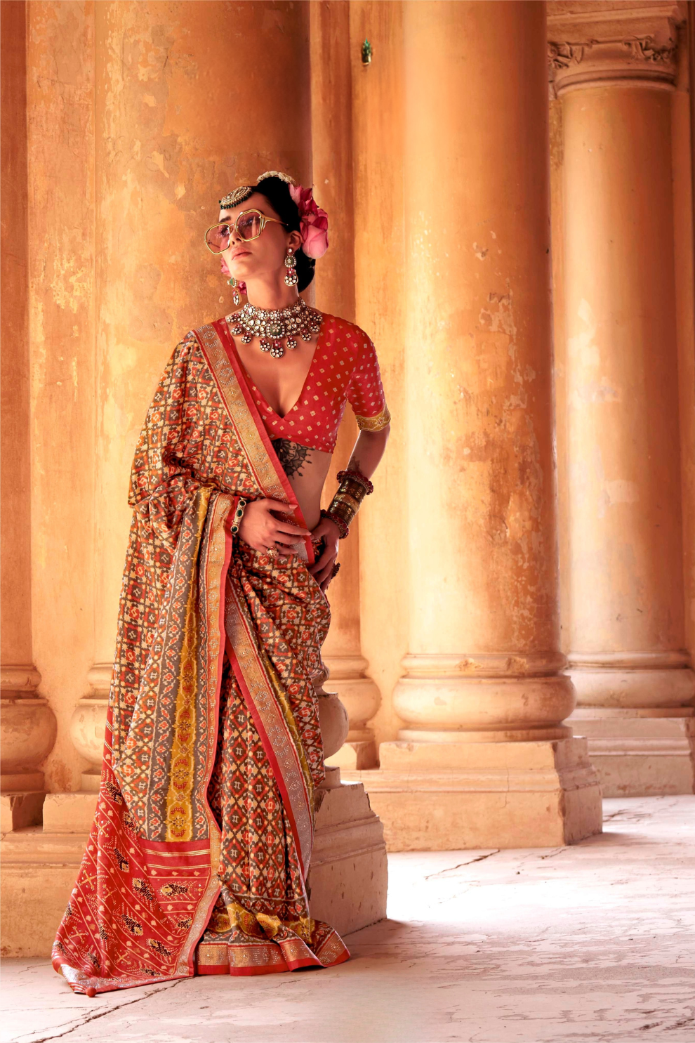 Super Poly Viscose Silk Saree with Traditional Patola Design - LaVante Fashion