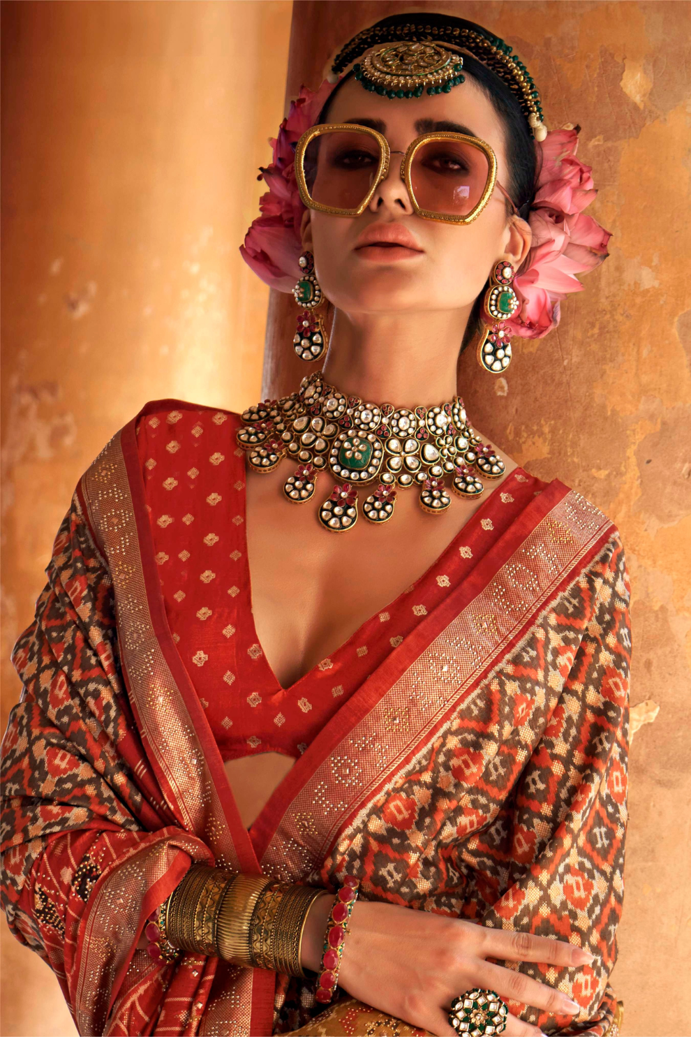 Super Poly Viscose Silk Saree with Traditional Patola Design - LaVante Fashion