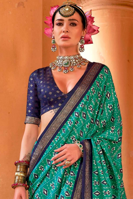 Radiant Super Polyester Viscose Silk Saree with Traditional Patola Design - LaVante Fashion