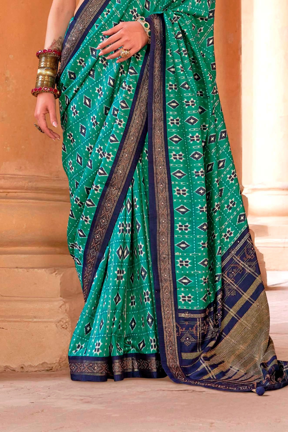 Radiant Super Polyester Viscose Silk Saree with Traditional Patola Design - LaVante Fashion