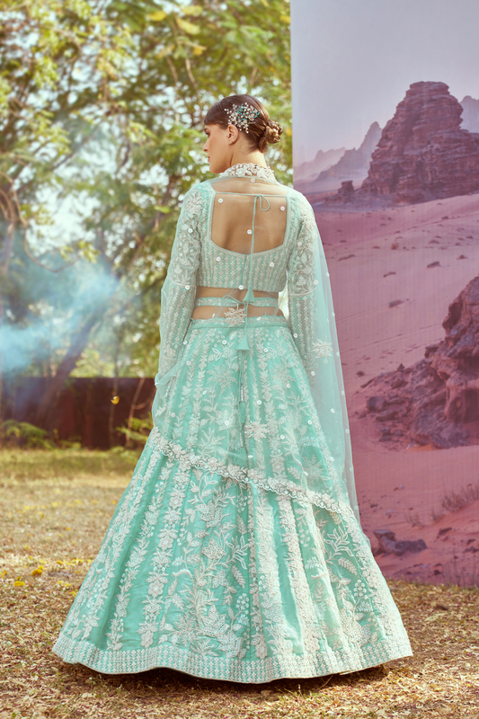 Elegant Organza Lehenga Choli with Sequin Embroidery