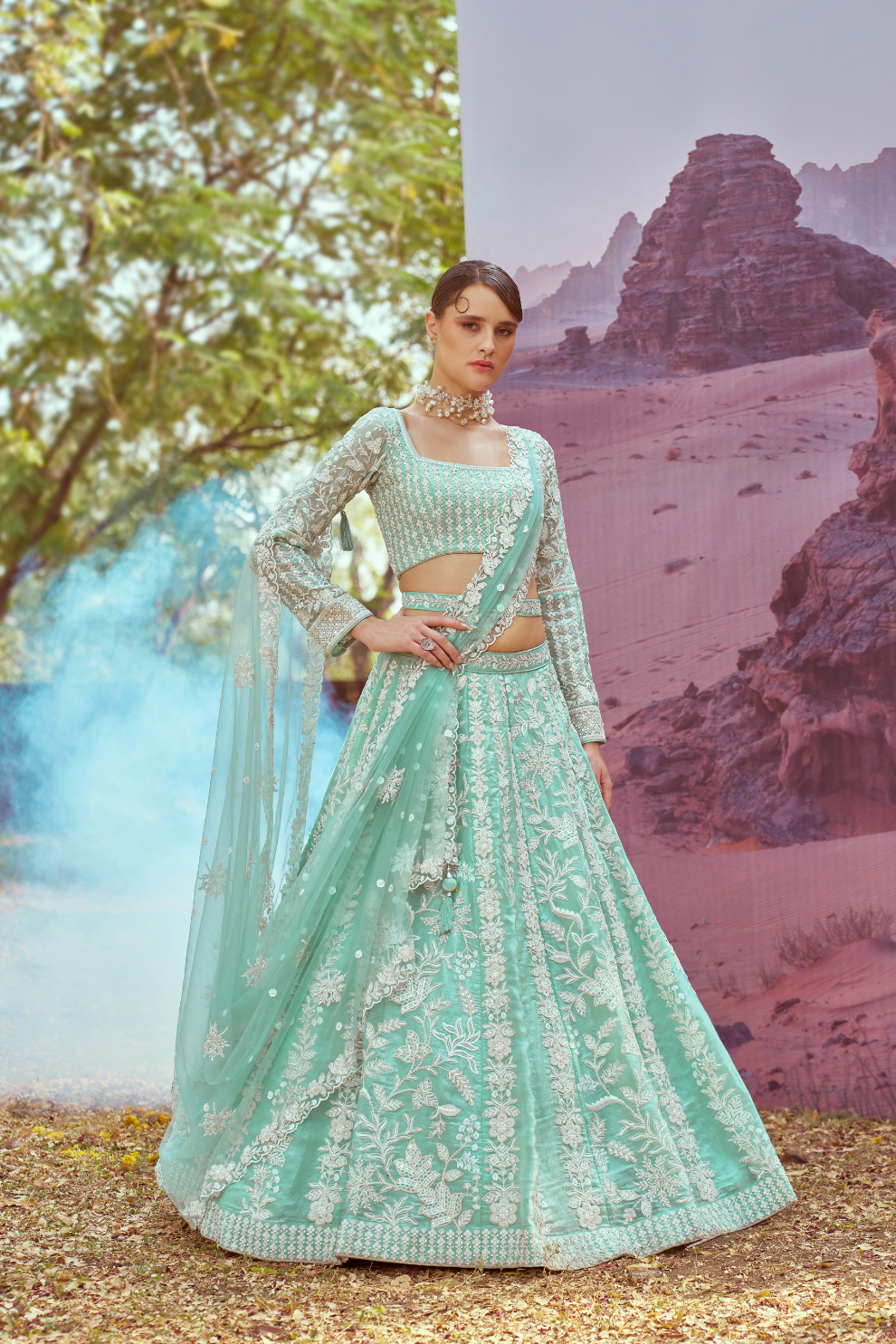 Elegant Organza Lehenga Choli with Sequin Embroidery