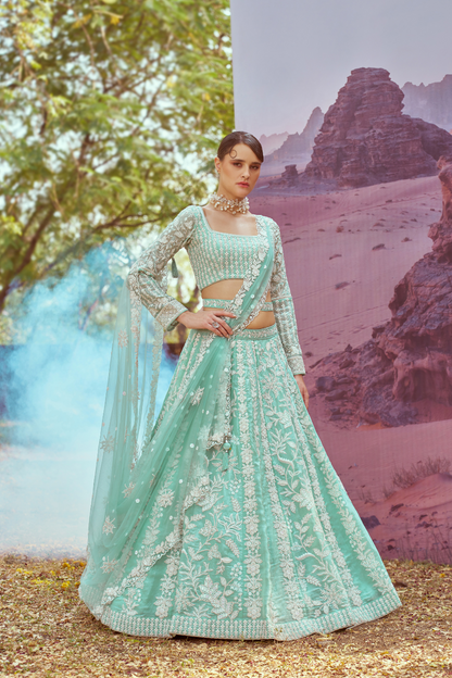Elegant Organza Lehenga Choli with Sequin Embroidery