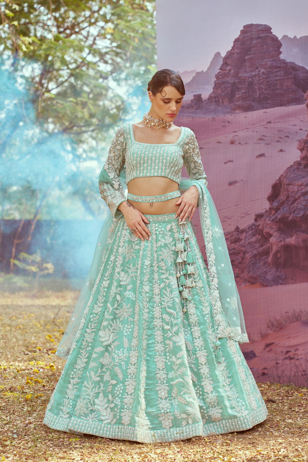 Elegant Organza Lehenga Choli with Sequin Embroidery