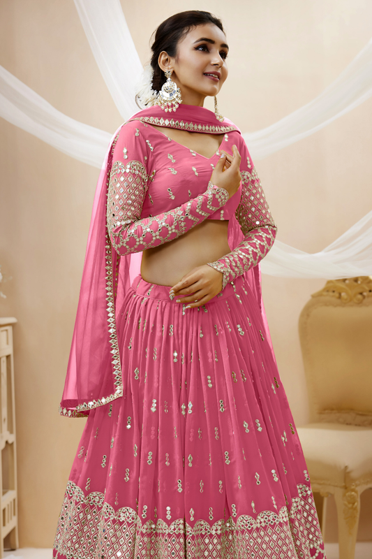 Designer Georgette Lehenga and Soft Net Dupatta Ensemble
