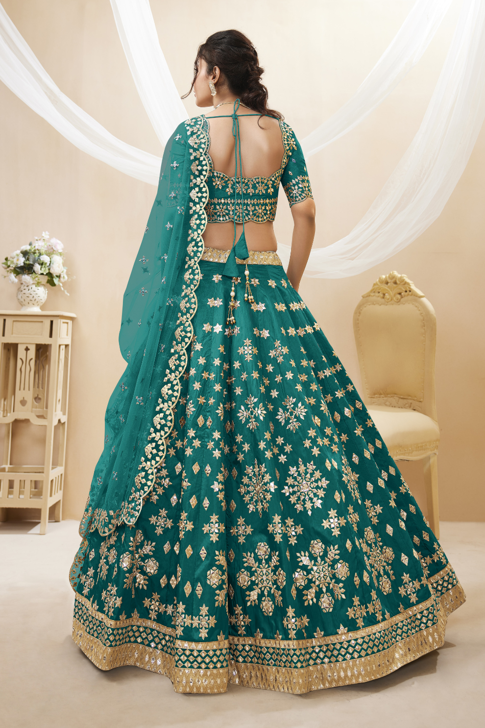 Elegant Embroidered Flared Lehenga Choli Set with Dupatta