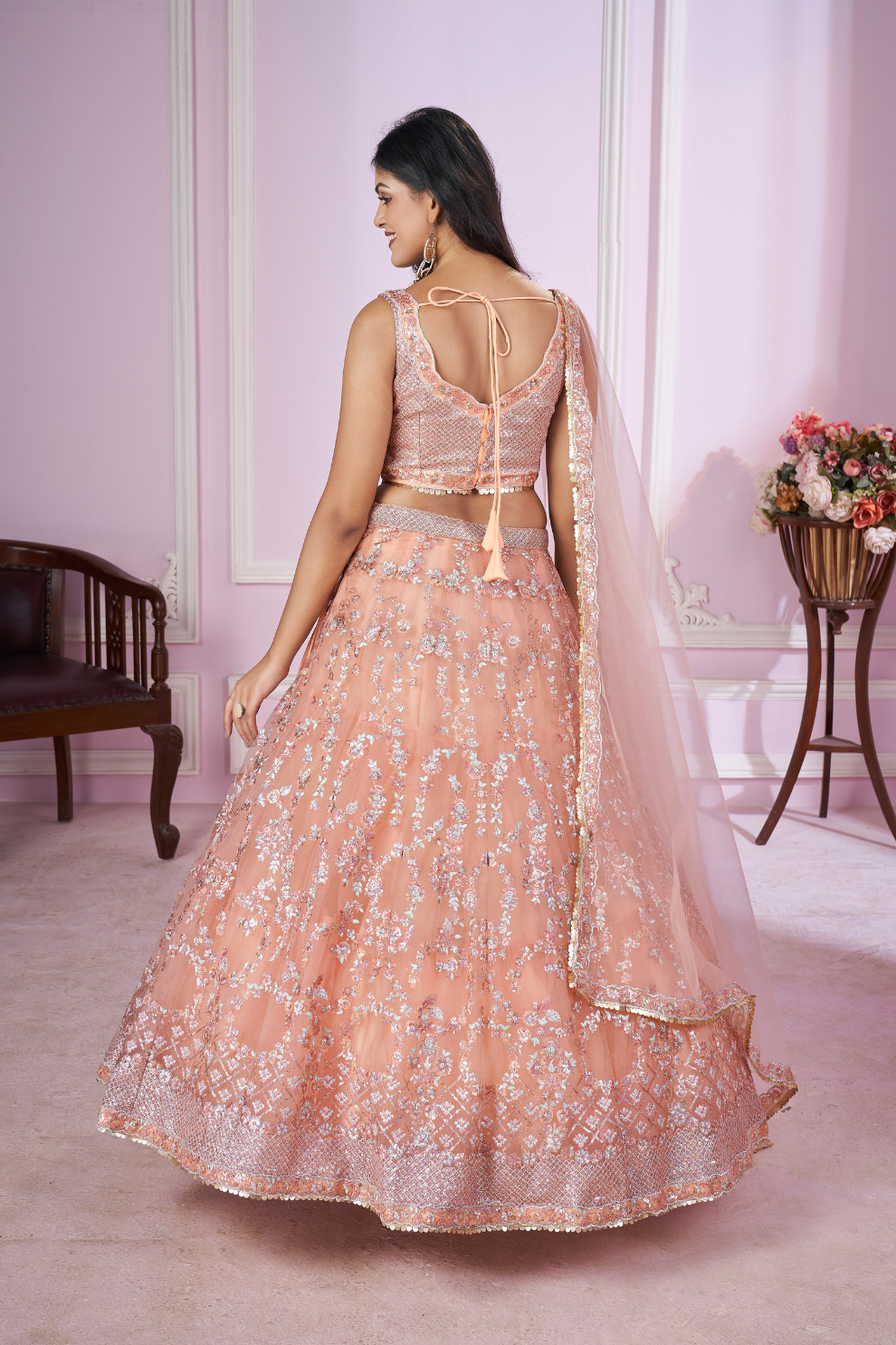 Designer Lehenga Set with Sequins Thread & Badla Zari Embroidery