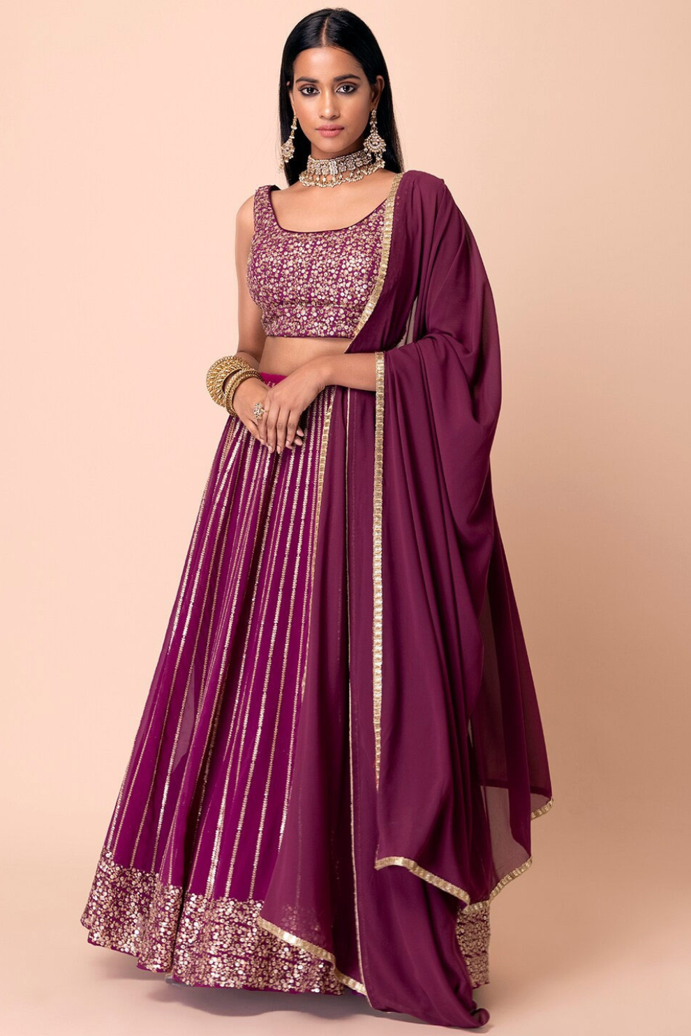 Graceful Zari & Sequins Embroidered Lehenga for Festive Occasions