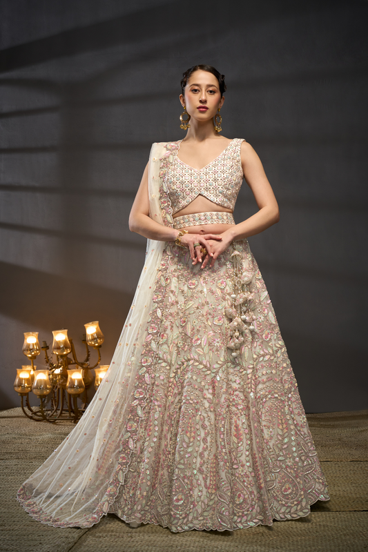 Designer Net Lehenga Choli with Elegant Embroidery
