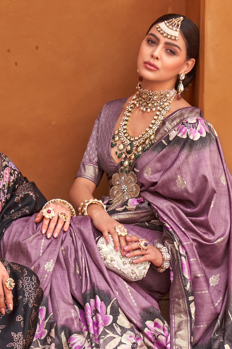 Banarasi Printed Silk Saree with Traditional Zari Highlights