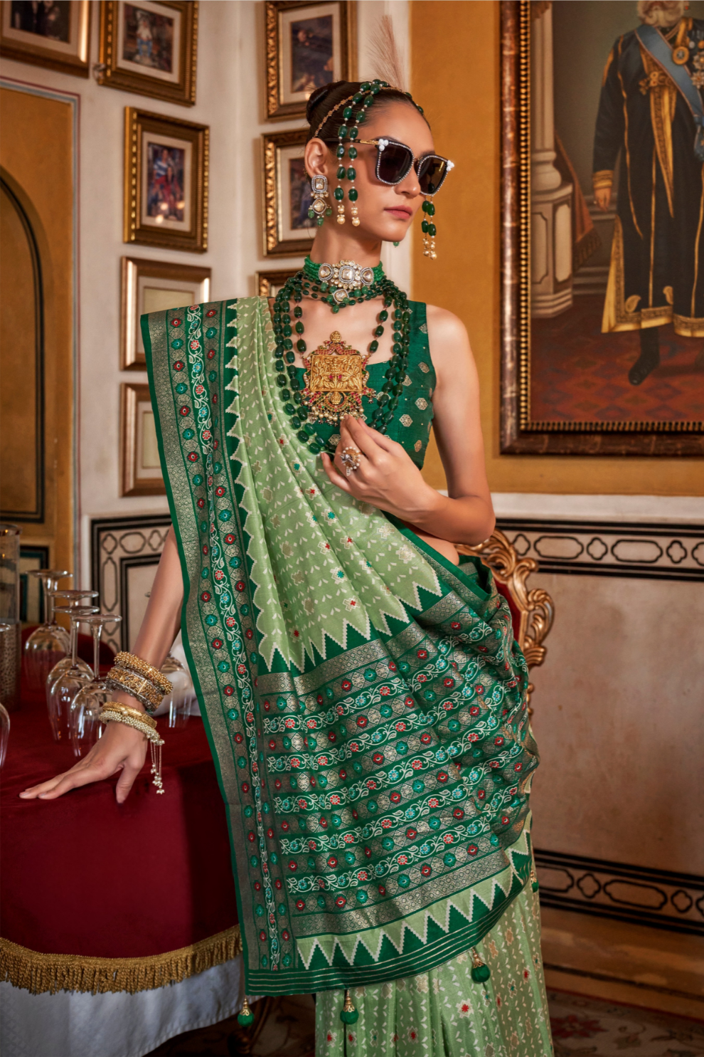 Soft Viscose Silk Woven Printed Patola Designed Saree