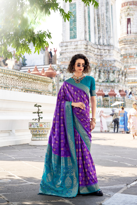 Soft Banarasi Bandhani Silk Saree with Traditional Weaving - LaVante Fashion