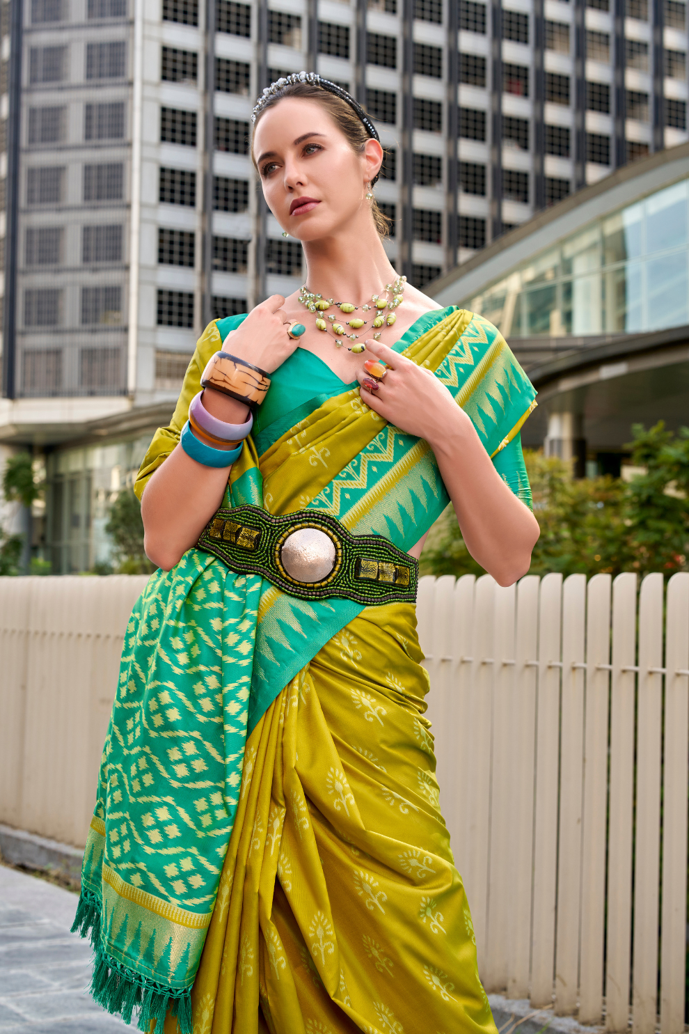 Soft Banarasi Silk Saree with Traditional Ikkat Weaving - LaVante Fashion