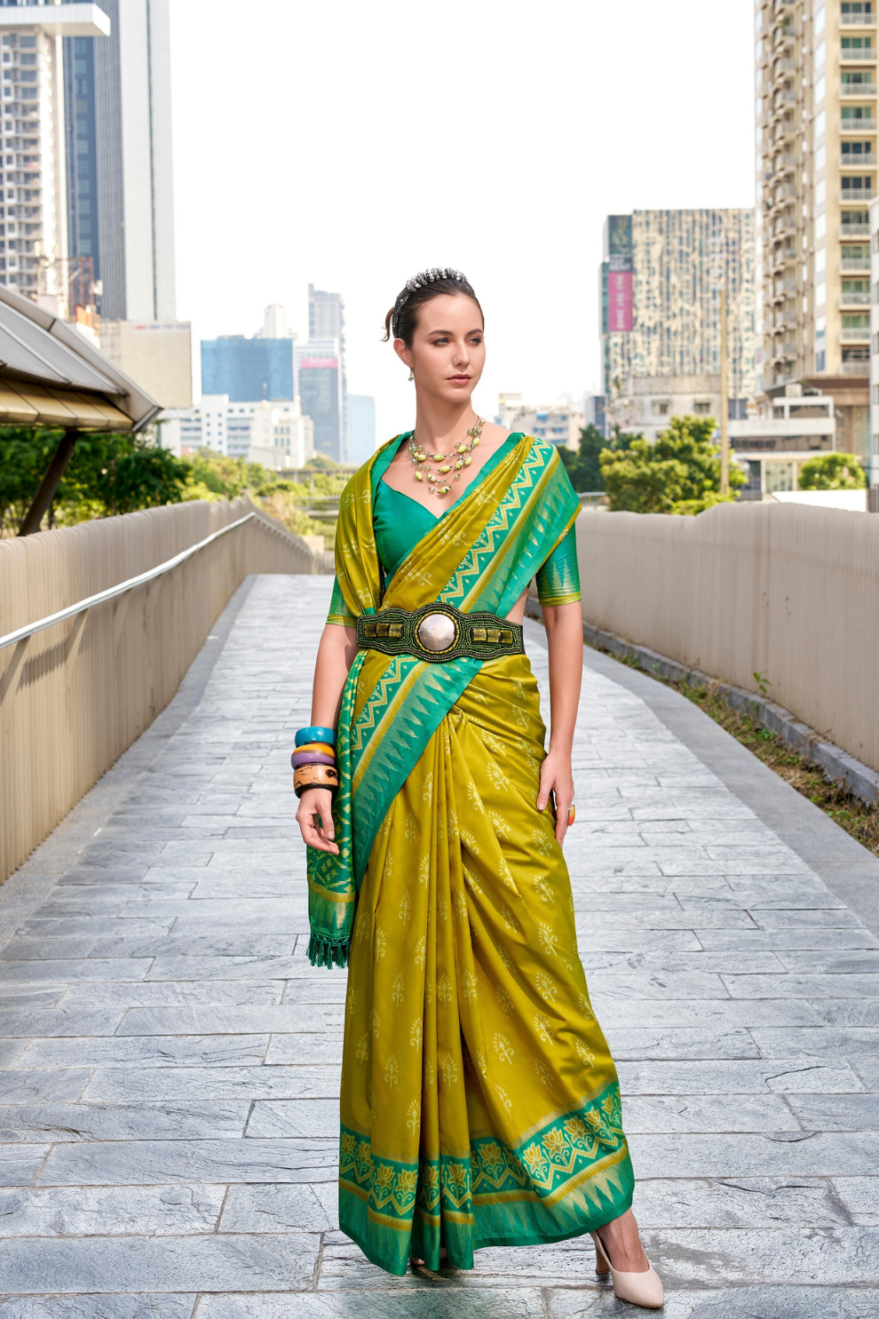 Soft Banarasi Silk Saree with Traditional Ikkat Weaving - LaVante Fashion