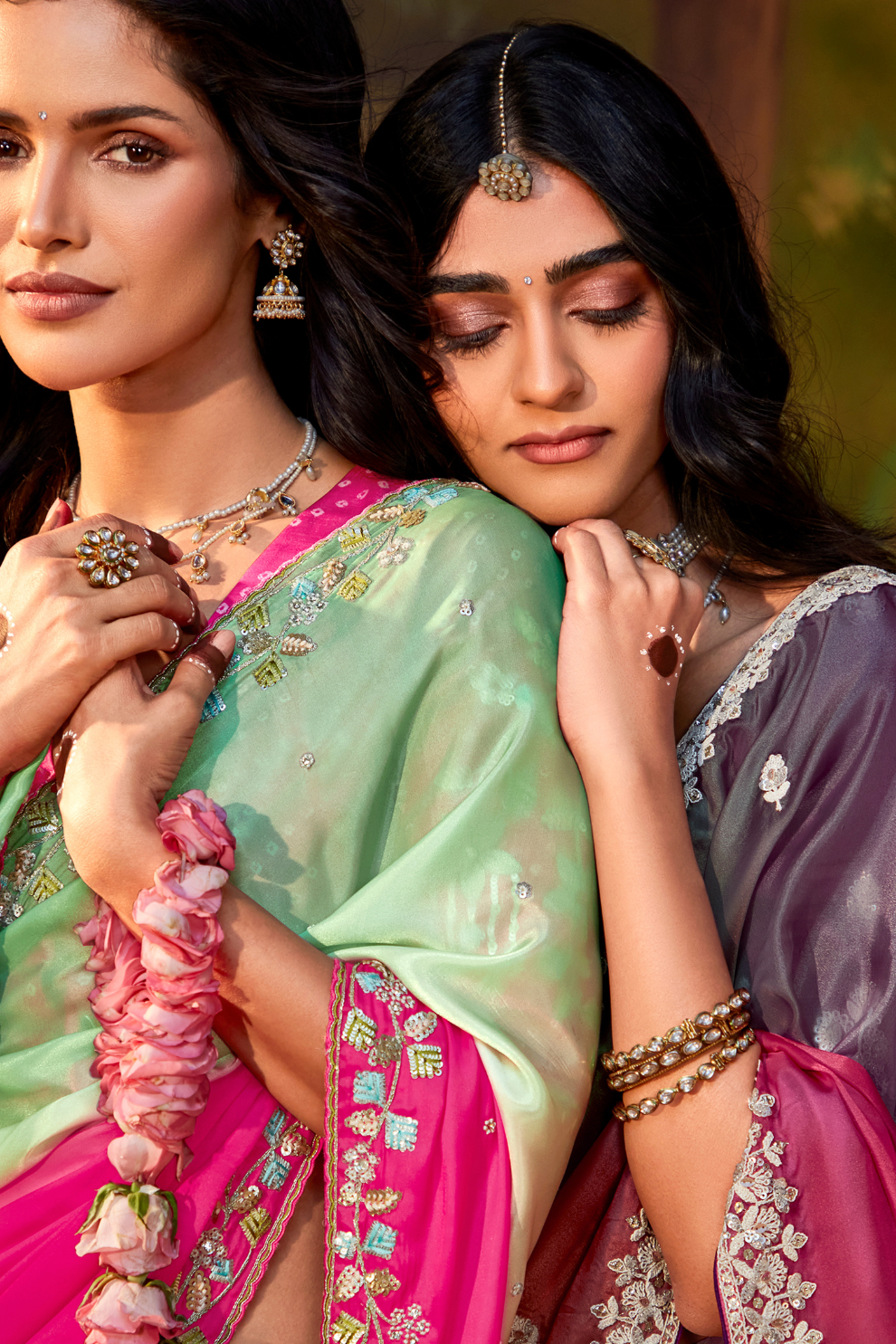 Dolla Silk Embroidered Wedding Saree with Contrast Blouse Design