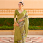 Foil Printed Poly Viscose Silk Saree with Elegant Aqua Finish