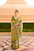 Foil Printed Poly Viscose Silk Saree with Elegant Aqua Finish