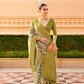Foil Printed Poly Viscose Silk Saree with Elegant Aqua Finish