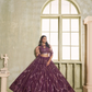 Stylish Wine Embroidered Net Lehenga Choli for Special Occasions