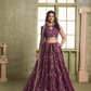 Stylish Wine Embroidered Net Lehenga Choli for Special Occasions