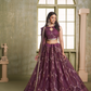 Stylish Wine Embroidered Net Lehenga Choli for Special Occasions