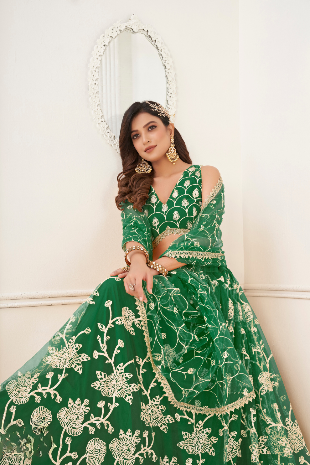 Trendy Butterfly Net Lehenga Choli with Intricate Thread & Sequin Work