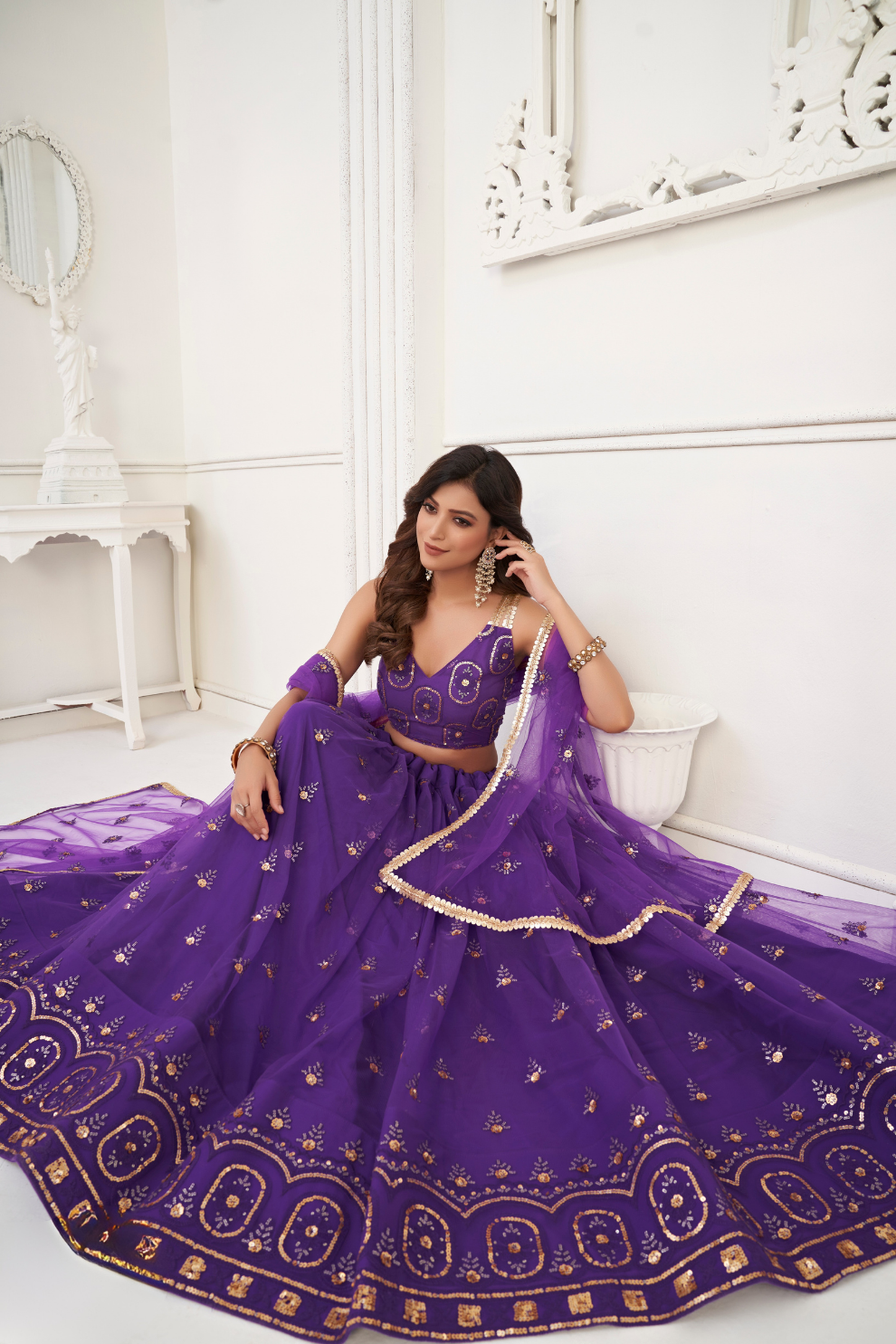 Trendy Butterfly Net Lehenga Choli with Intricate Thread & Sequin Work