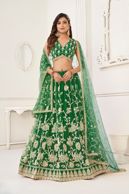 Trendy Butterfly Net Lehenga Choli with Intricate Thread & Sequin Work