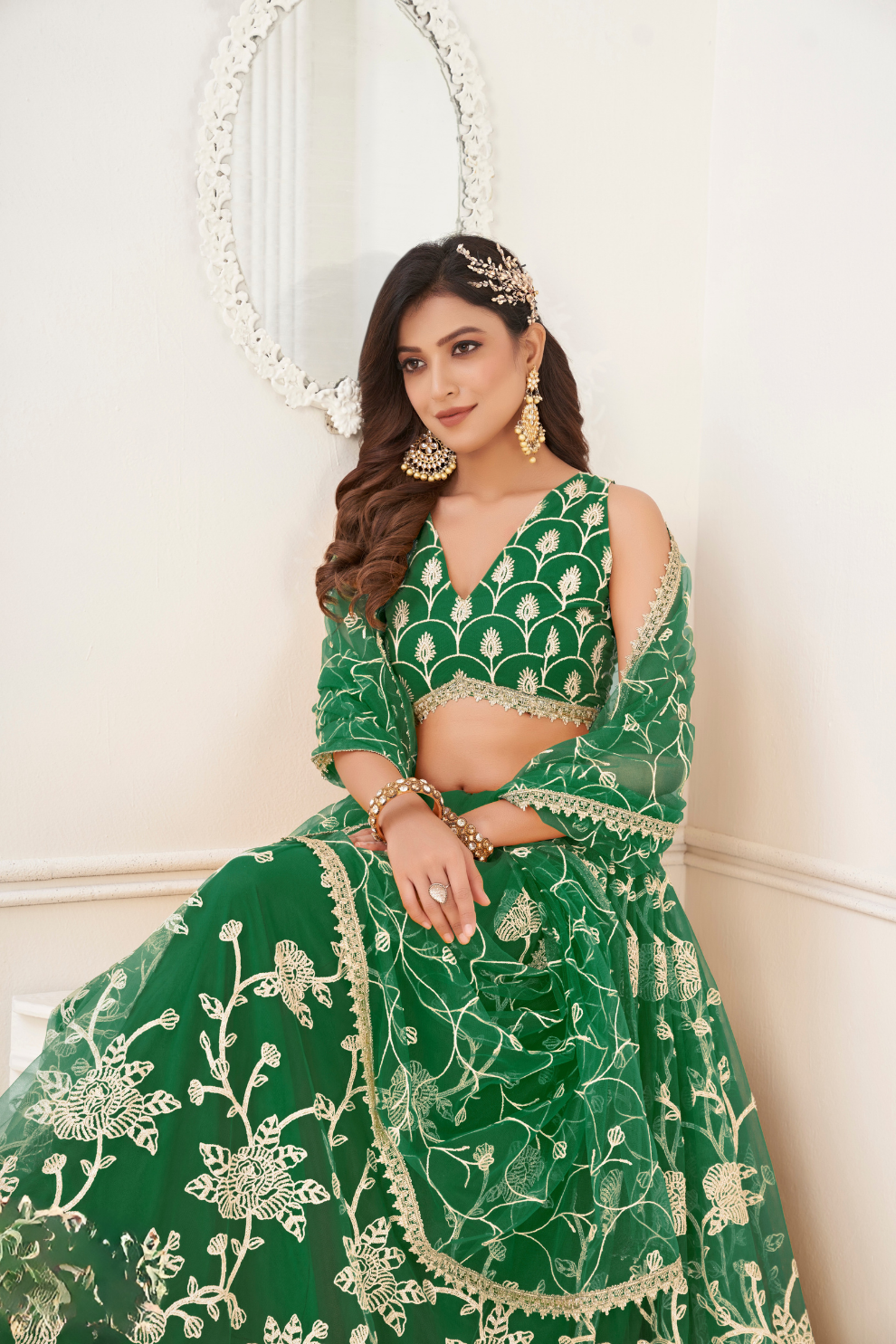 Trendy Butterfly Net Lehenga Choli with Intricate Thread & Sequin Work