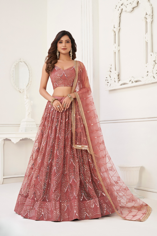 Trendy Butterfly Net Lehenga Choli with Intricate Thread & Sequin Work