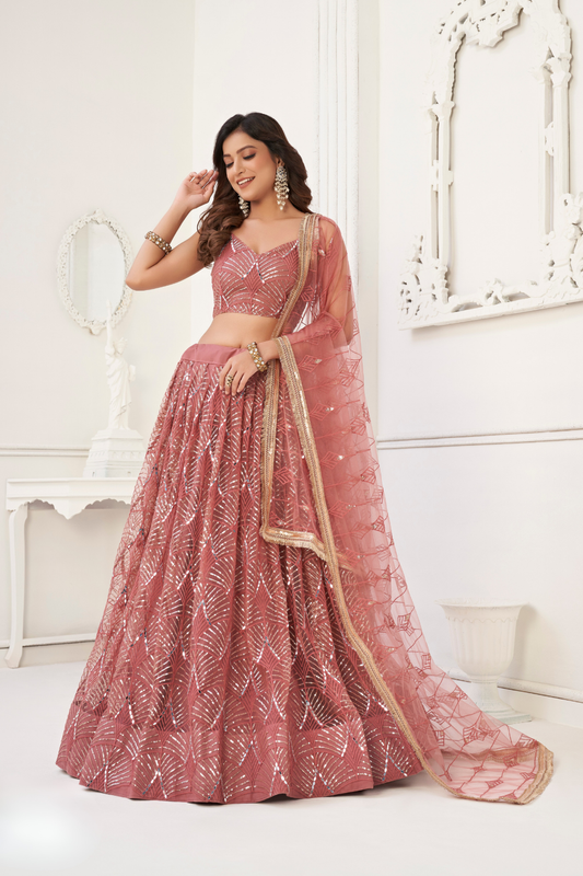 Trendy Butterfly Net Lehenga Choli with Intricate Thread & Sequin Work