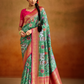 Tusser Silk Saree with Kalamkari Print & Banarasi Zari Border