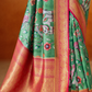 Tusser Silk Saree with Kalamkari Print & Banarasi Zari Border