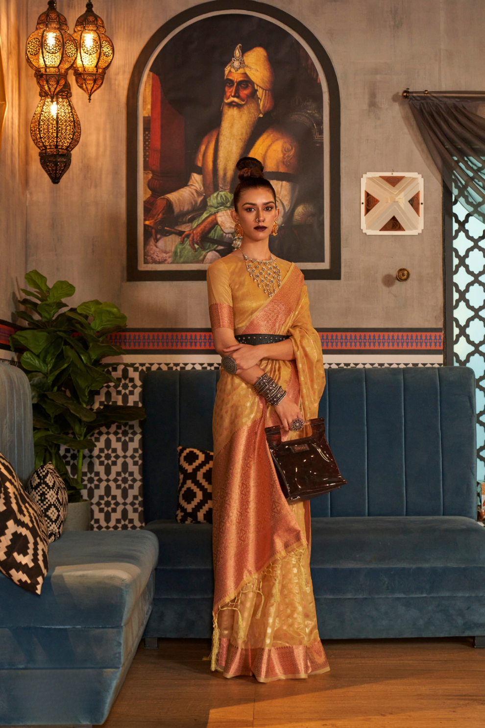 Tissue Silk Handloom Saree with Triple Zari Elegance