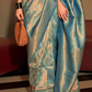 Two-Tone Handloom Woven Silk Saree with Subtle Zari Accents