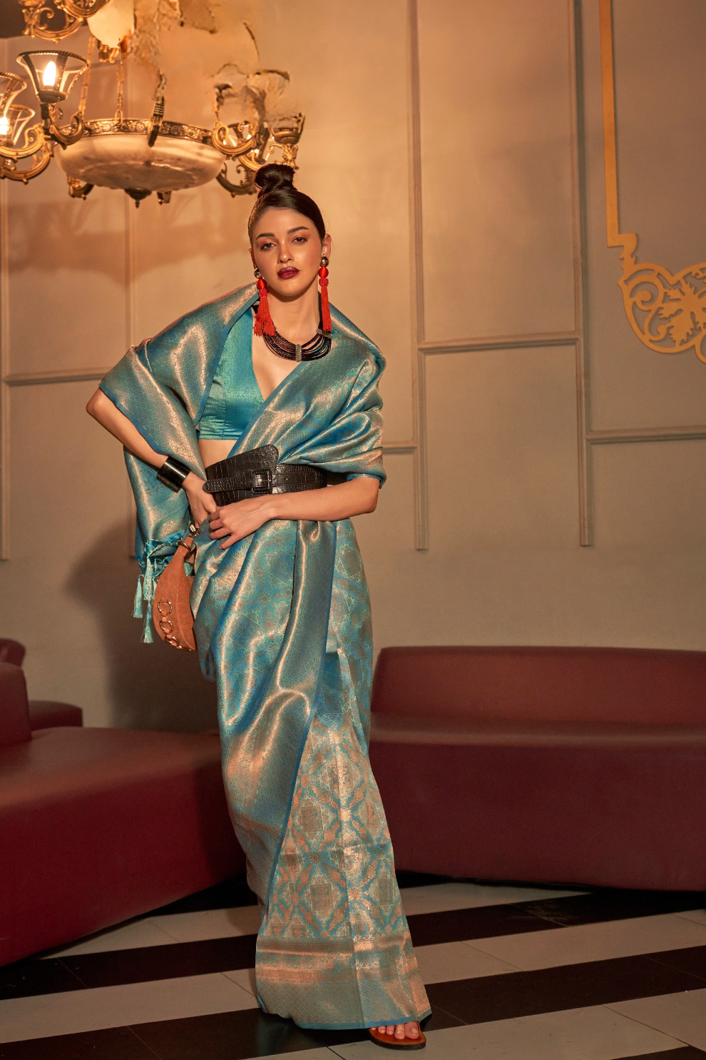 Two-Tone Handloom Woven Silk Saree with Subtle Zari Accents