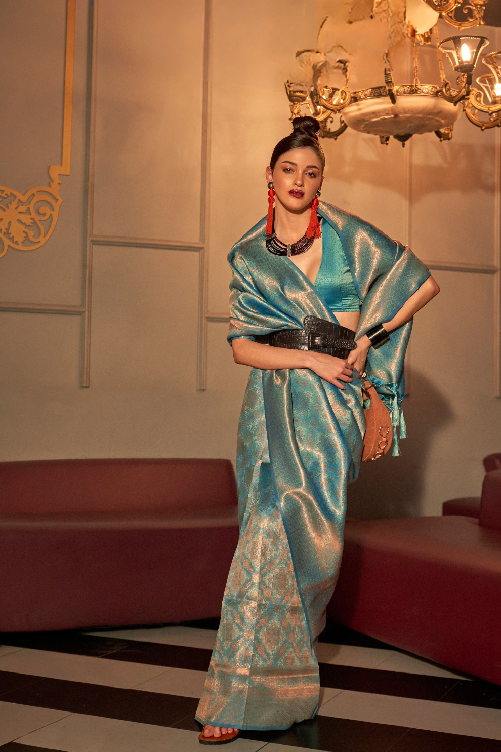 Two-Tone Handloom Woven Silk Saree with Subtle Zari Accents