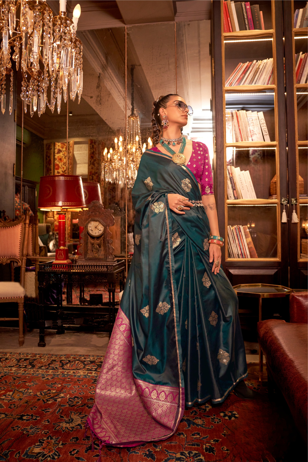 Pure Satin Handloom Silk Saree with Luxurious Weaving Detail
