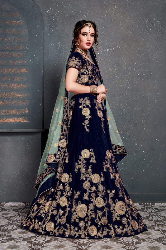 Bridal Silk Lehenga Choli Featuring Detailed Embroidered Design