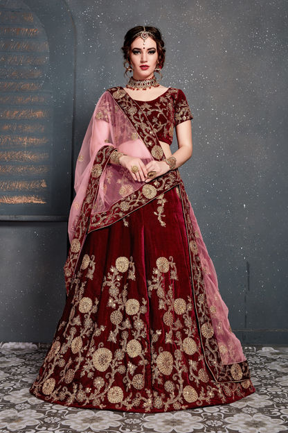 Bridal Silk Lehenga Choli Featuring Detailed Embroidered Design