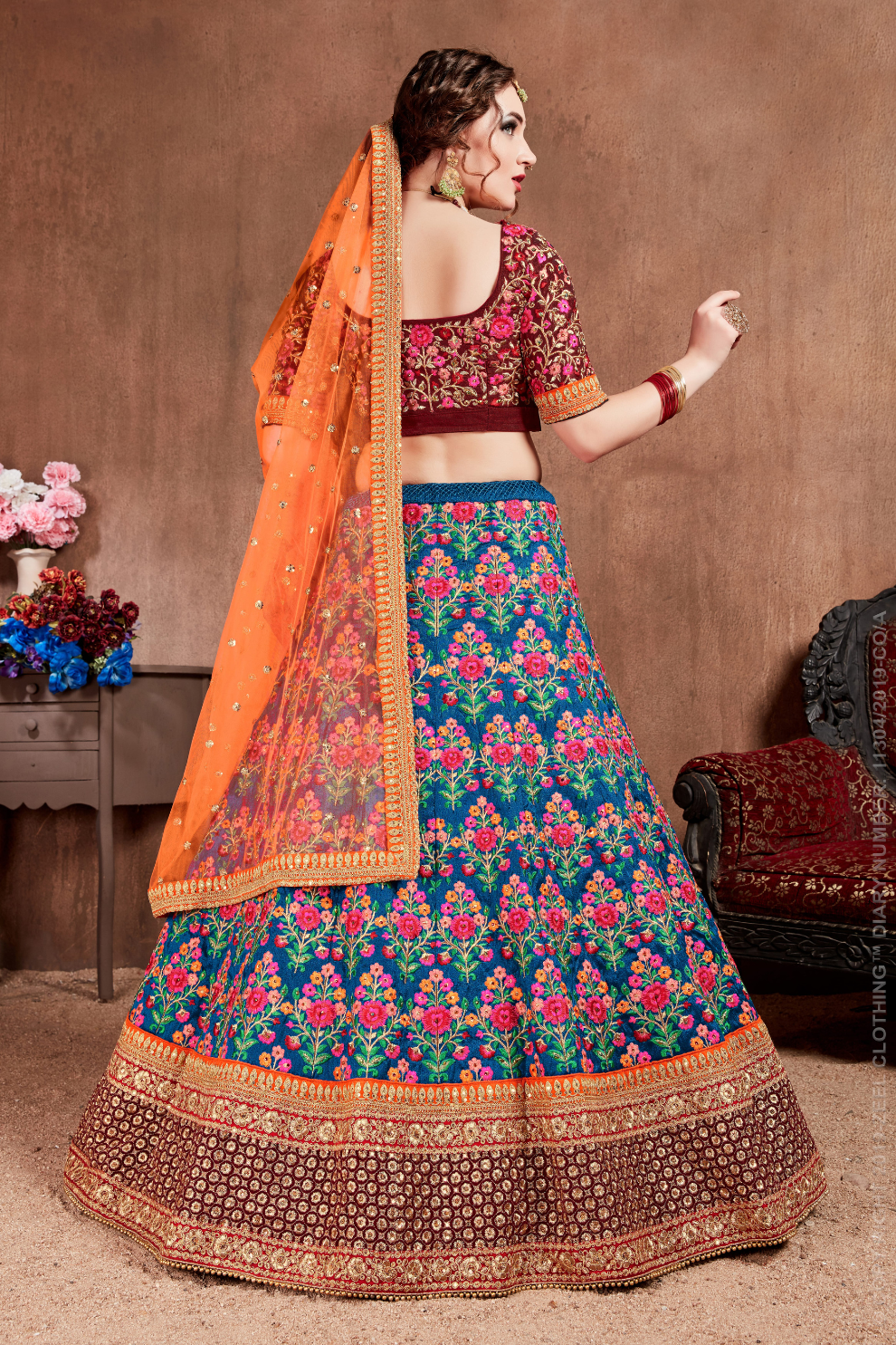 Luxurious Embroidered Mulberry Silk Bridal Lehenga Choli with Dupatta