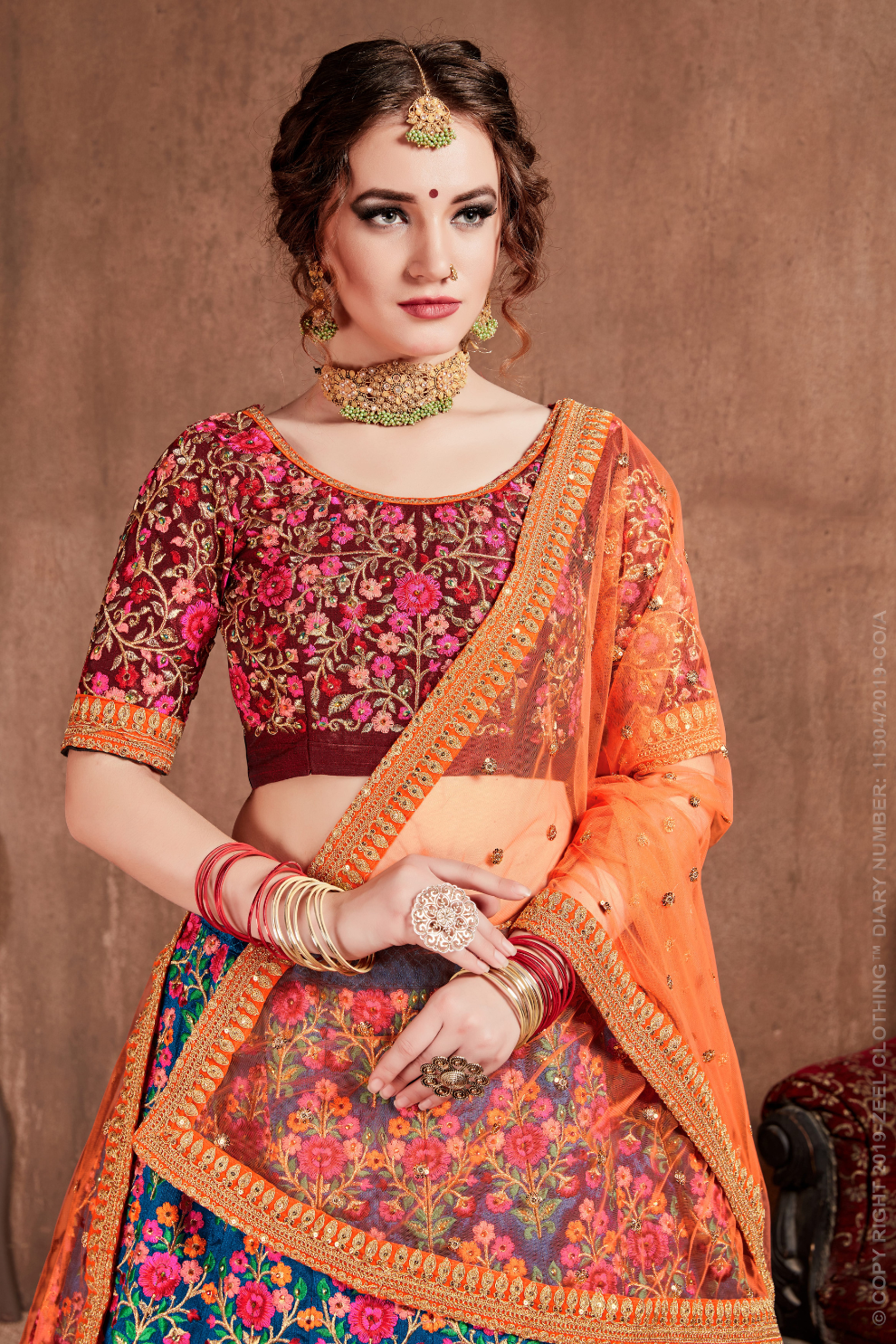 Luxurious Embroidered Mulberry Silk Bridal Lehenga Choli with Dupatta